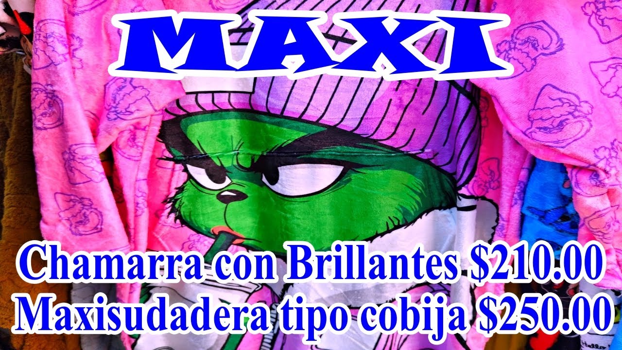 Maxi | Maxisudadera tipo cobija $250.00  Chamarra con brillantes $210.00