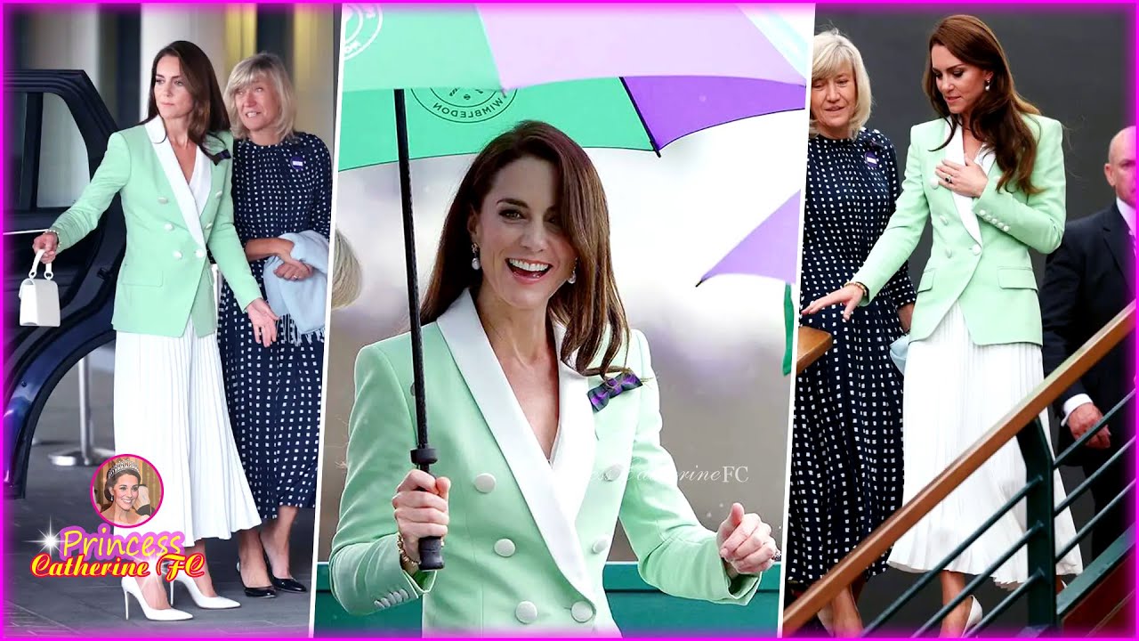 Catherine Stunning In 80s Inspired Mint Green Blazer And Pearl Bracelet At The Royal Engagement