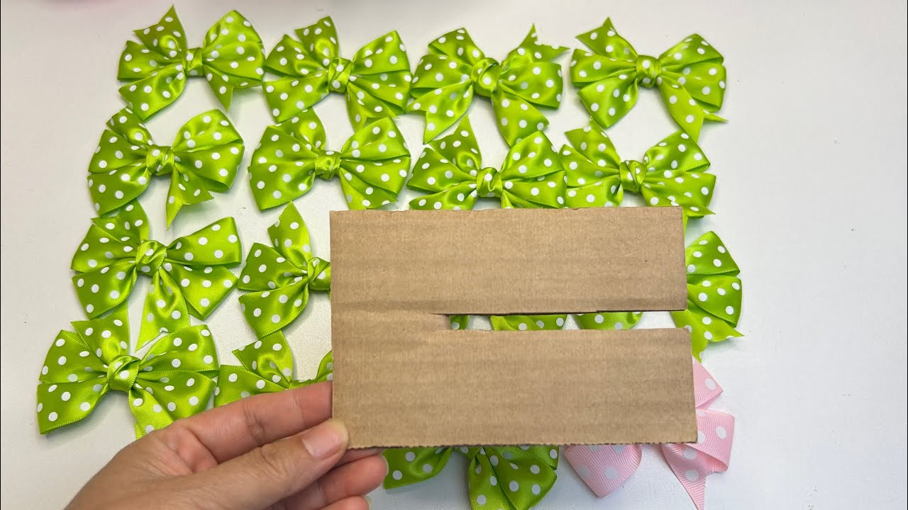 How to make a bow out of ribbon step by step | Làm nơ kẹp tóc bằng bìa carton – dễ làm, bán nhanh
