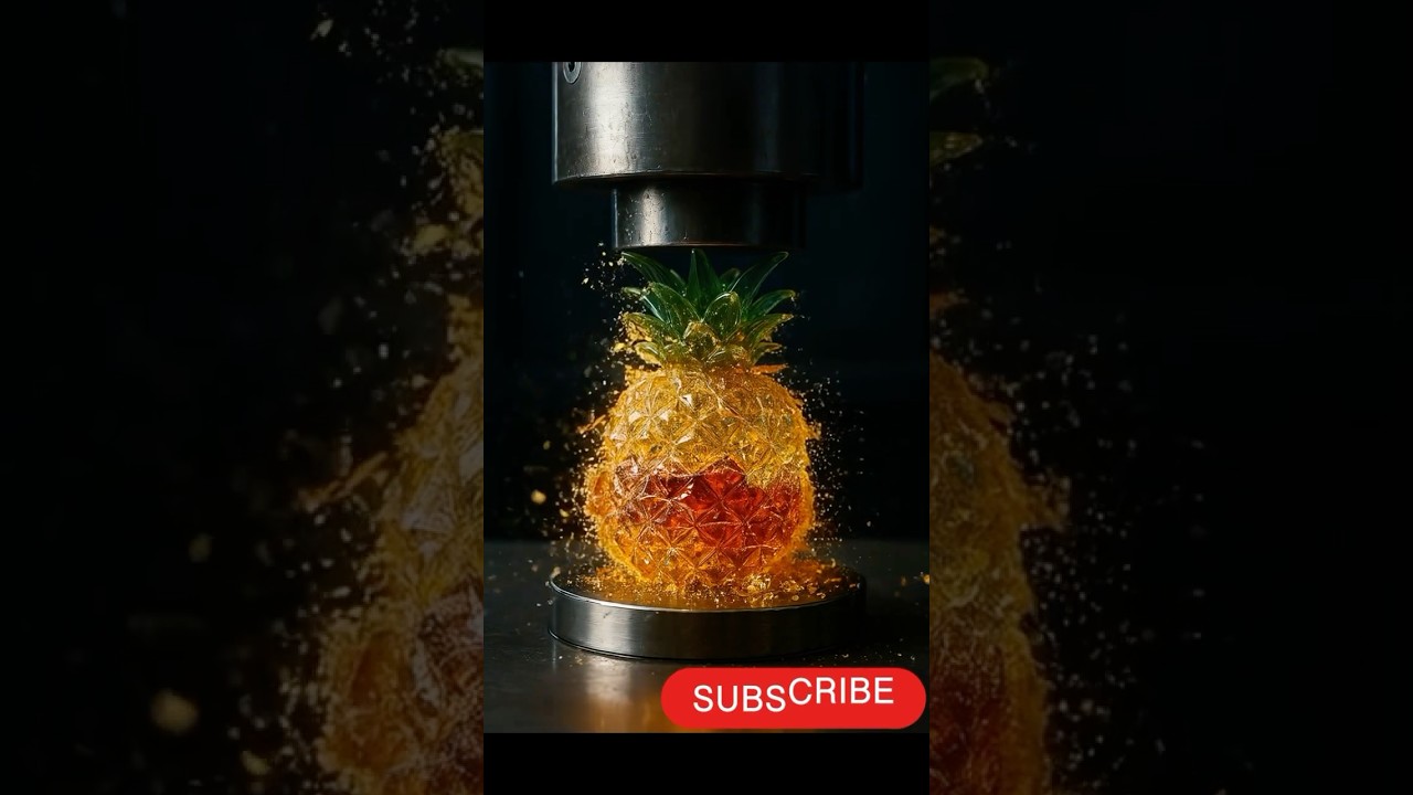 Satisfying Glass Pineapple Shatter | Hydraulic Press ASMR in 4K Slow Motion #SlowMotion#Shorts
