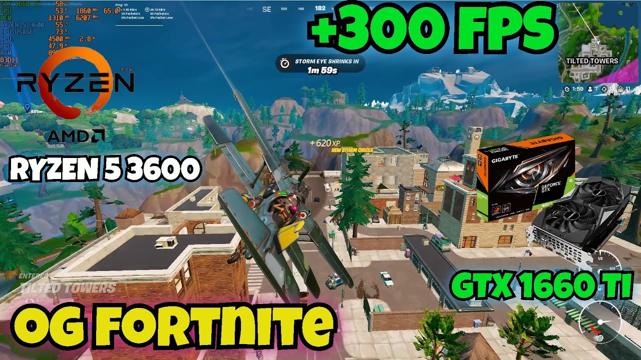 Fortnite Rank FPS TEST on GTX 1660 Ti and RYZEN 5 3600|Performance Mode|1080P| benchmark |32gb ram