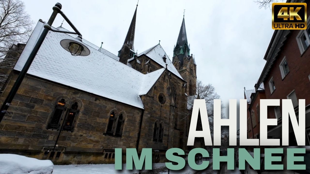Ahlen Under Snow: Relaxing Walk Through Quiet Streets POV 2025