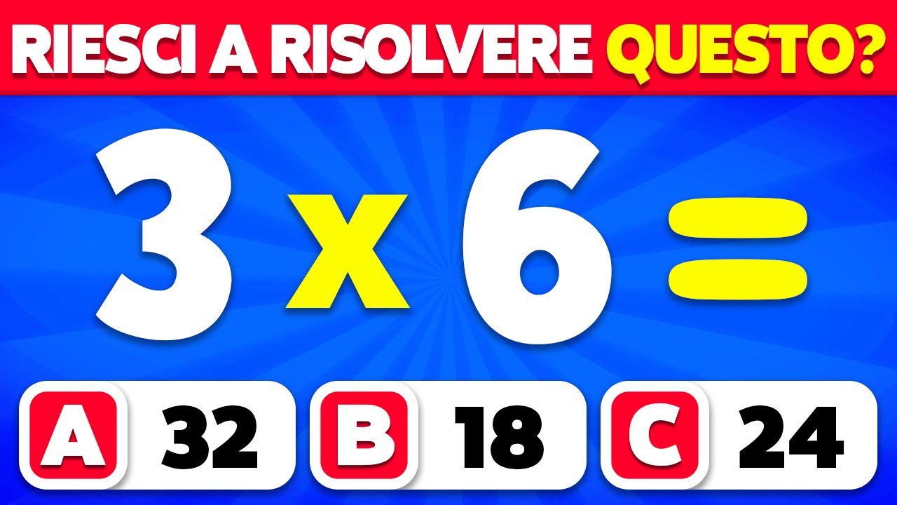 Riesci a Superare questo Quiz di Matematica...? ➗✖️🧠 | Facile, Medio, Difficile, Impossibile