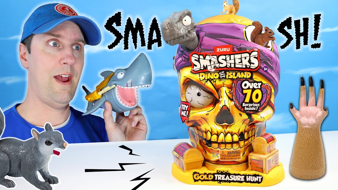 SMASHERS Gold Pirate Skull Treasure Hunt Dino Island 70 Surprises Review