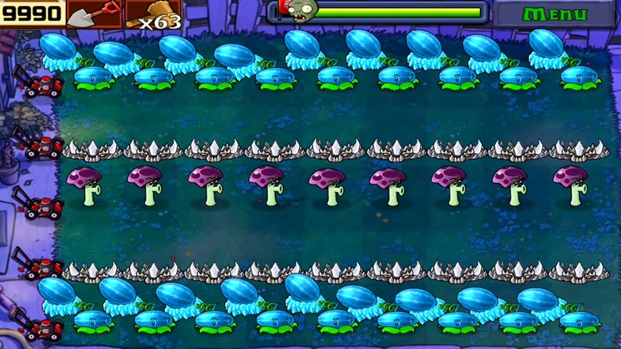 Plants vs. Zombies - Winter Melon Vs Scaredy Shroom Vs All Zombies Gameplay mod menu