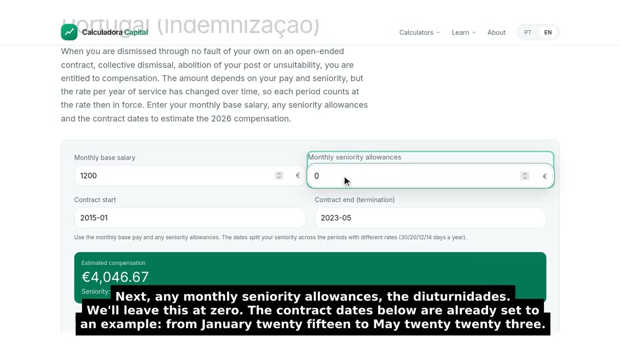 Severance Pay in Portugal: How to Calculate It (2026)