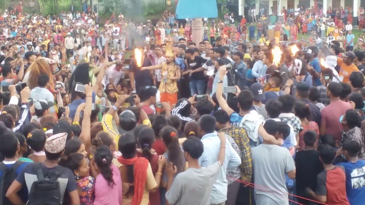 Amazing fire stunt in // cultural //Lakhe Jatra