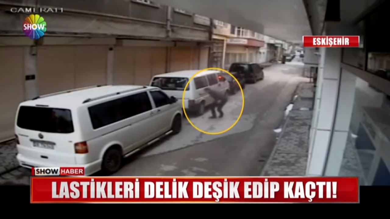 25 aracın lastiğini böyle kesti!