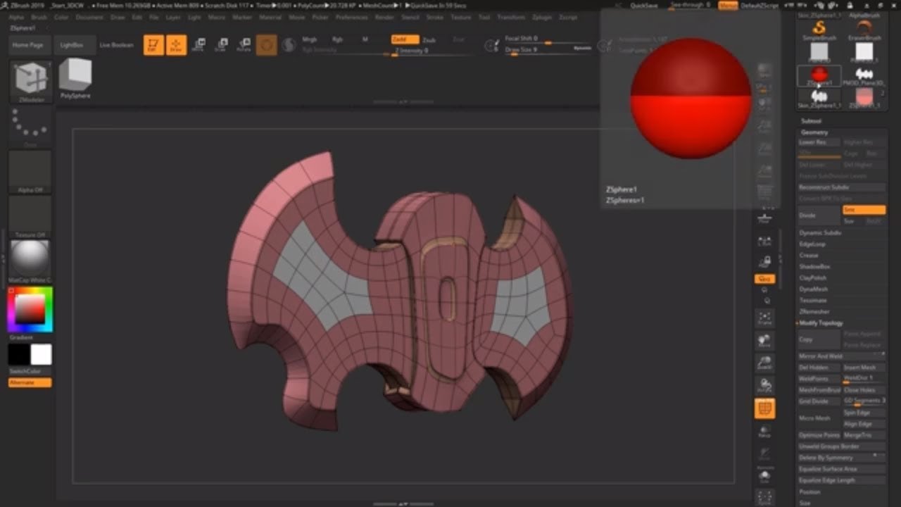 Zbrush en 5 min #32 Hacer retopologia facil y sencilla de cualquier malla
