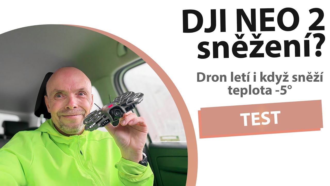 DJI NEO 2 sněžení a -5°, vánek = 4km