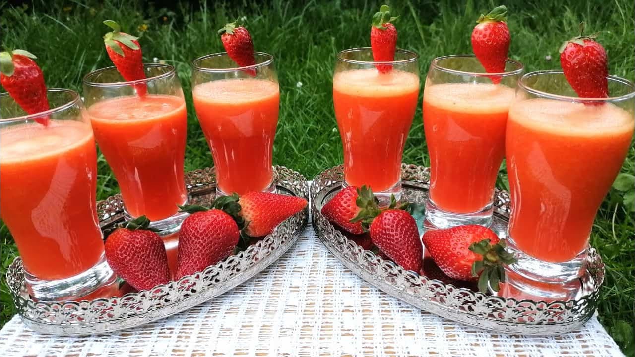 Jus de fraise, Orange عصير   الفراولة ( الفريز ) والبرتقال طبيعي بدون سكر