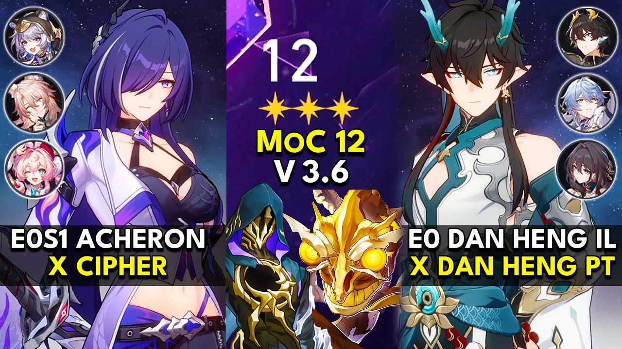 E0S1 Acheron x Cipher & E0 Dan Heng IL x Dan Heng PT | Memory of Chaos Floor 12 (3 Stars) | HSR 3.6