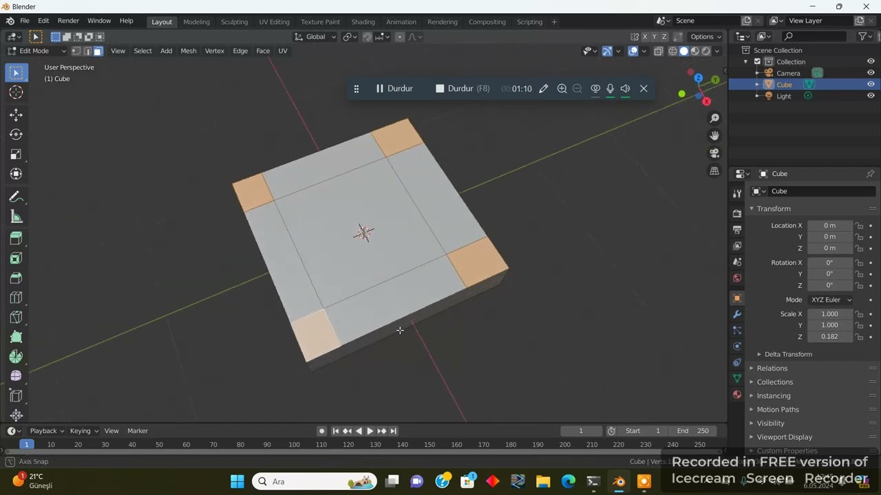 Blender Basit Sandalye ve Masa Modelleme