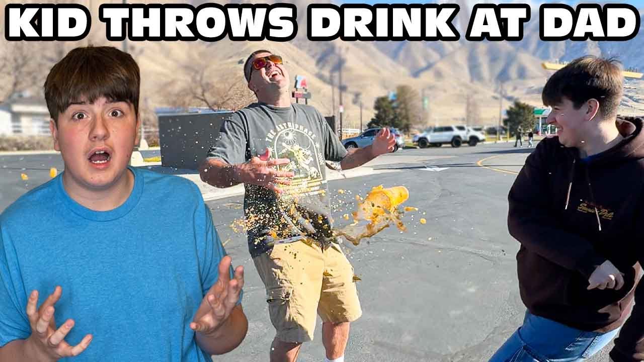 Kid Temper Tantrum Throws McDonalds Drink At Dad! [Original]