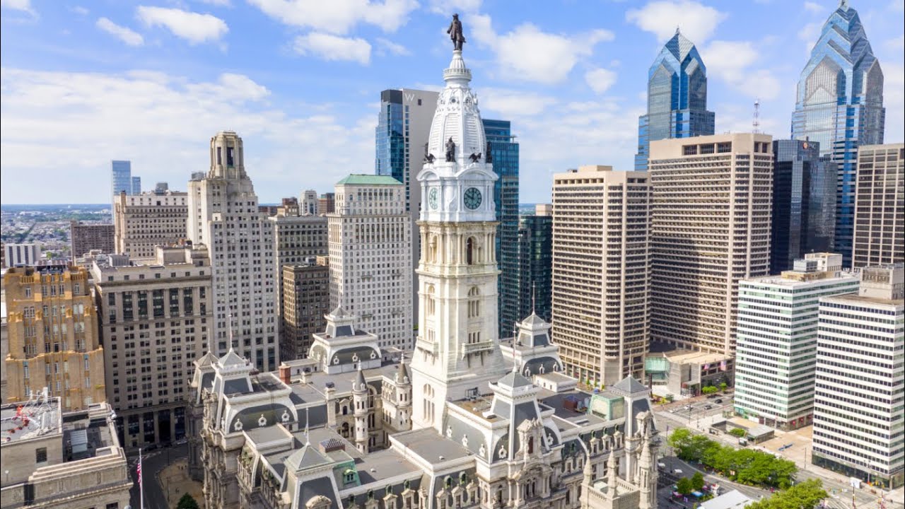 Drone footage of Philadelphia and Valley Forge - 2022