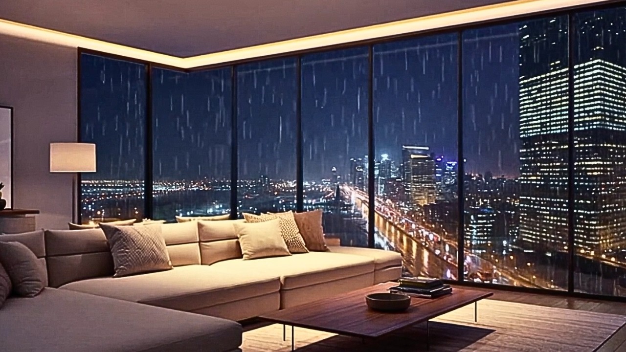 Gentle Rain at a Luxury City Penthouse at Night | Deep Sleep & Night Ambience Youtube