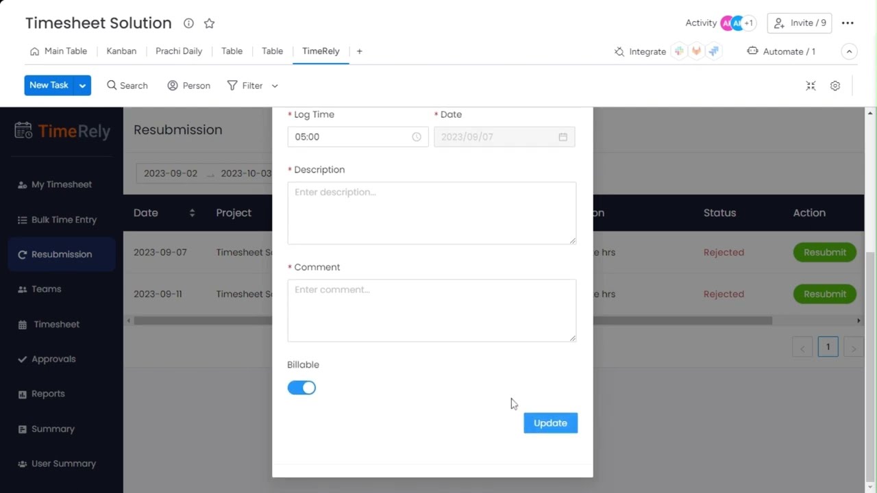 TimeRely App Guide -  Timesheet Management for Monday.com