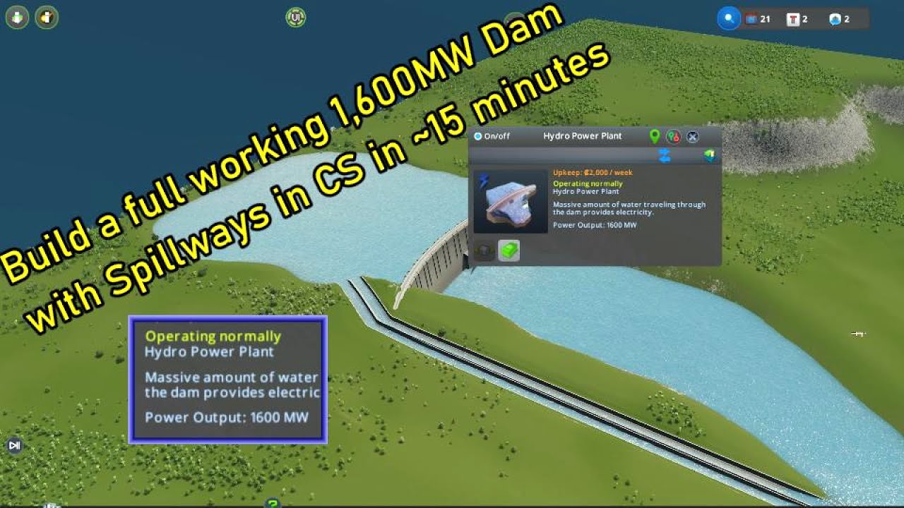 Build a full working 1,600MW Dam with Spillways in CS in ~15 minutes