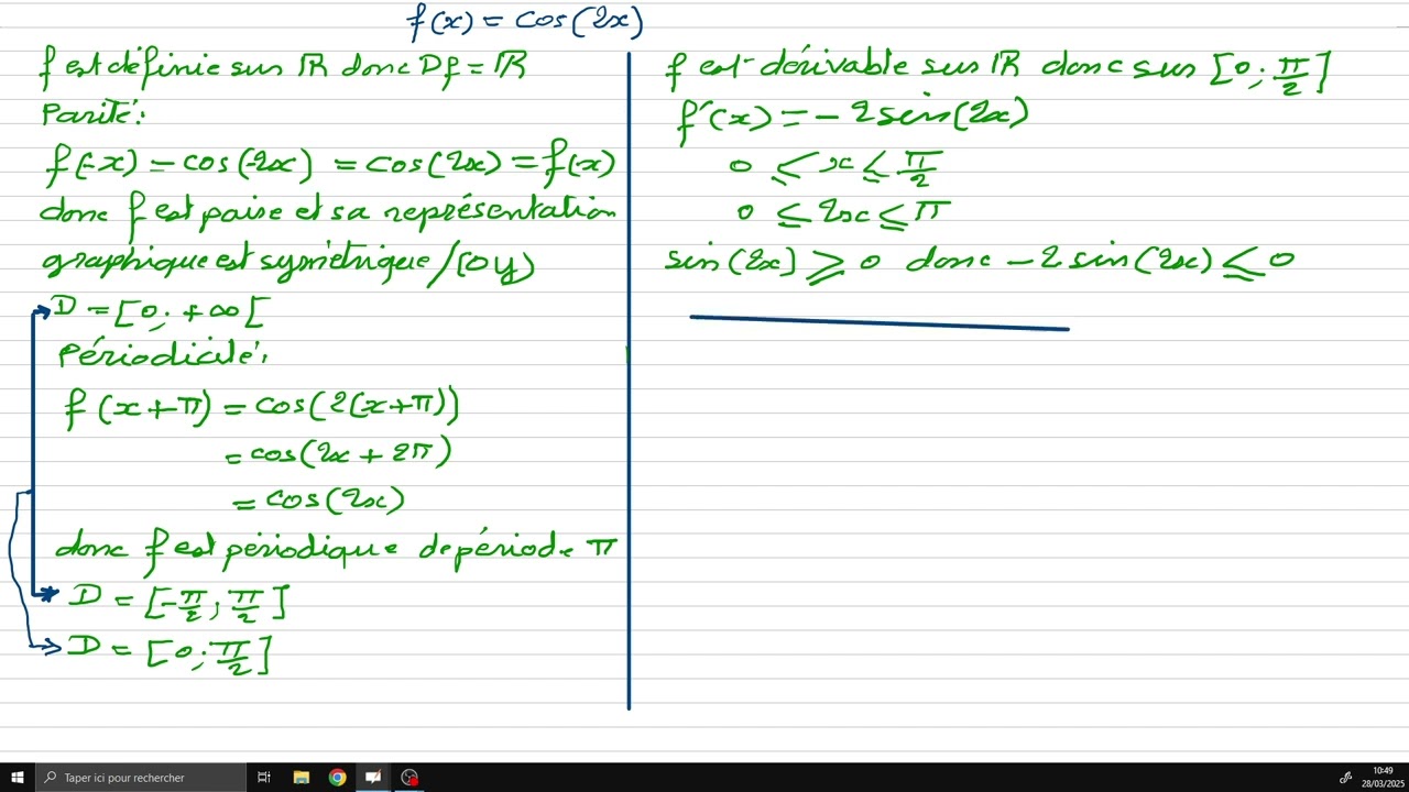 Fonction trigonométrique exercice5 : 