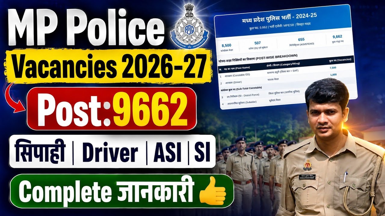 MP Police New Vacancies 2026-27✅️ MP Police Constable Driver Daroga Asi Vacancies Complete details👍