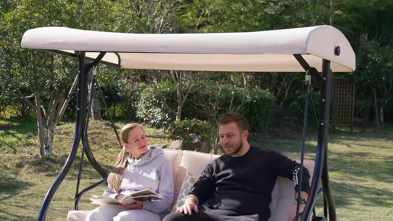 AECOJOY AMZ Store | 3-Seat 2-in-1 Converting Outdoor Patio Swing Chair
