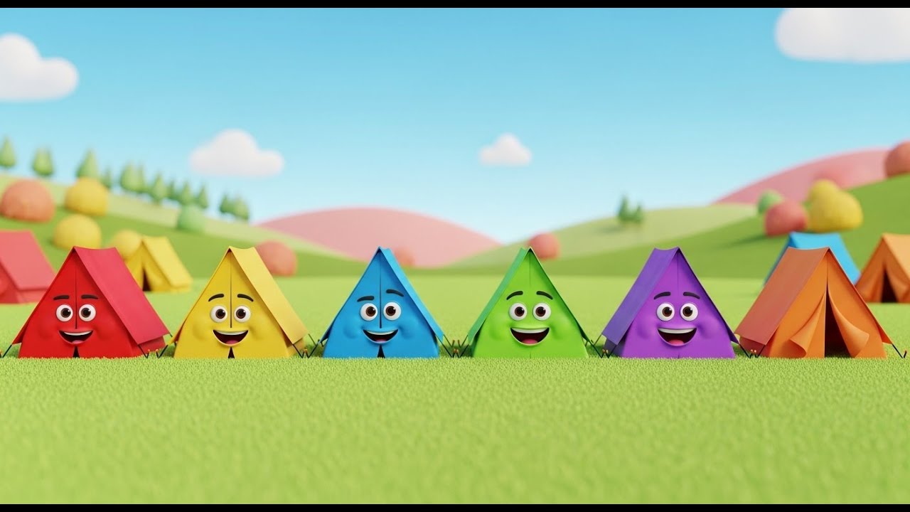 Seis Pequenas Tendas de Brinquedo Fazem Pop Pop | Rima de Acampamento e Cores