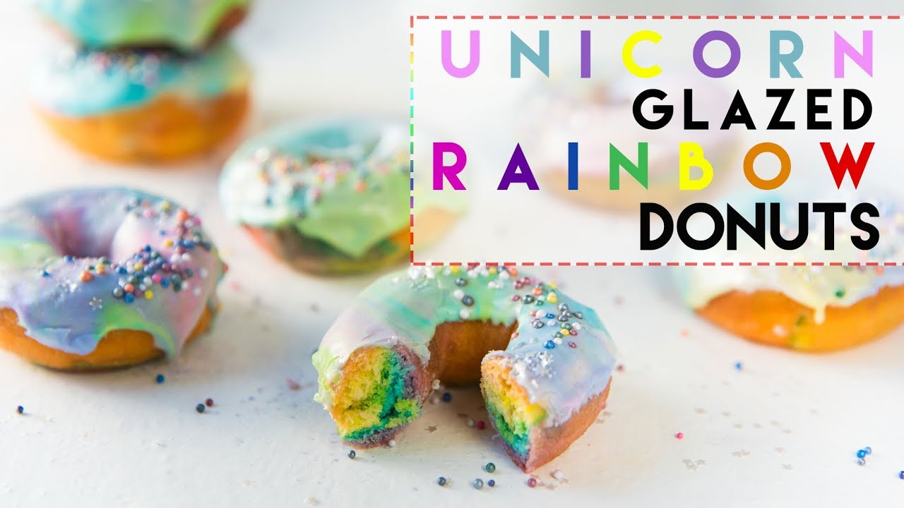 Rainbow Donuts with Unicorn Glaze