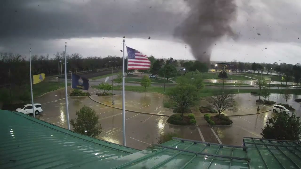 Security Footage Captures Damaging EF-3 Tornado Hitting Kansas