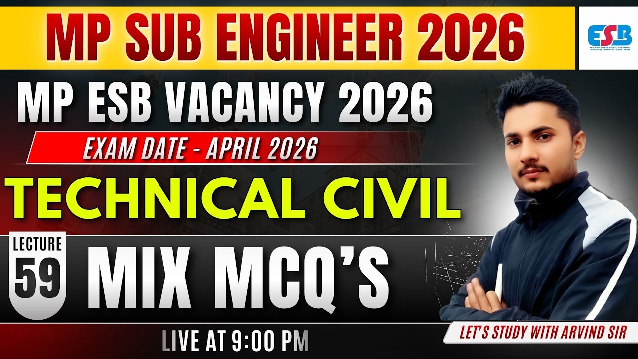 MP Sub Engineer  2026 | Technical Civil Mix Questions |  by Arvind Sir