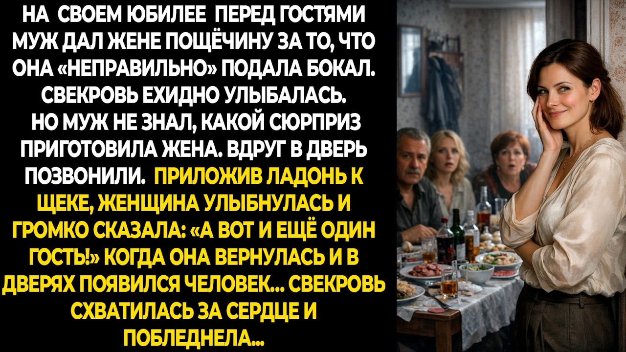 На своем юбилее перед гостями муж дал жене пощёчину за то, что она «неправильно» подала бокал...