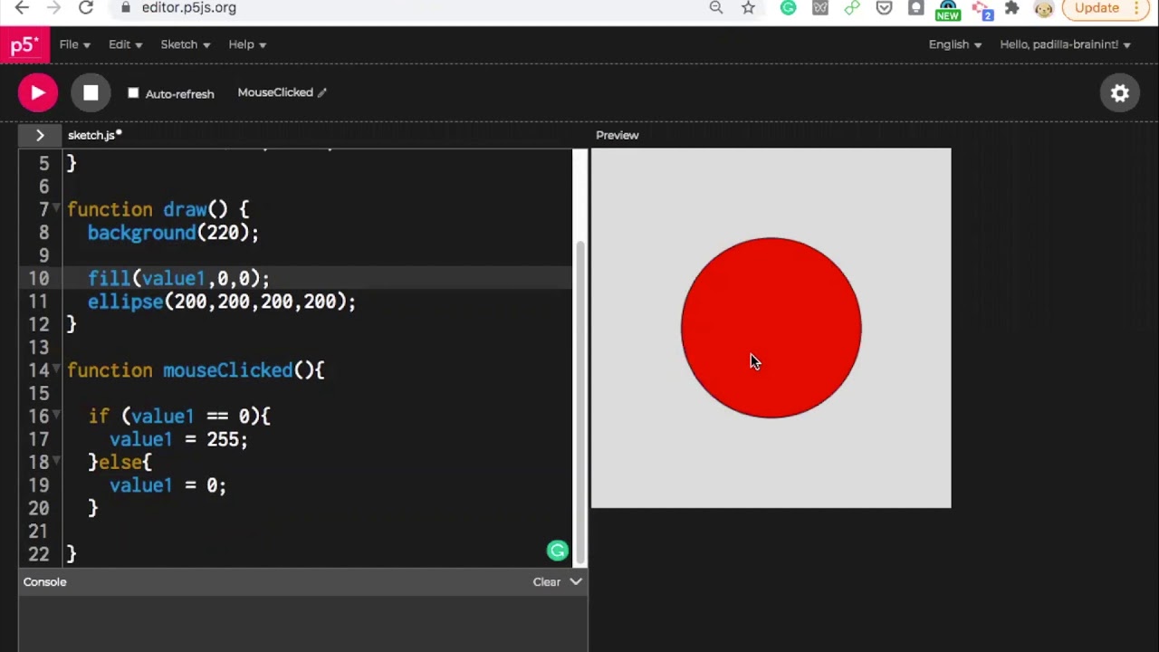 mouseClicked in p5js