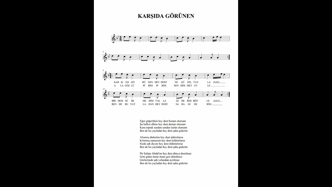 Karşıda Görünen Ne Güzel Yayla Solfej
