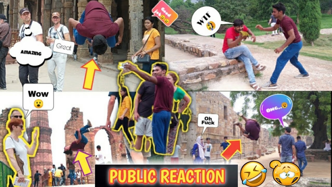 Flips in Public | PUBLIC REACTION | Flips in Qutub Minar | Public Prank