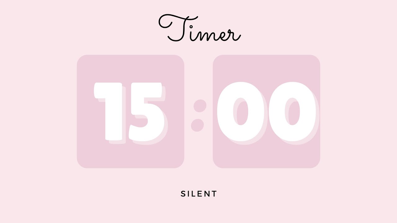 🌸 15 Minutes Silent Timer with Cute Ending Alarm | Pastel Pink Timer