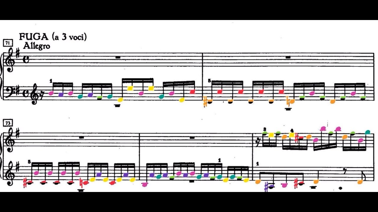 Bach - Toccata in E minor BWV 914  in color (Gould)