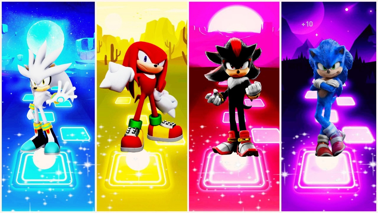 Silver the Hedgehog 🆚 Knuckles 🆚 Shadow the Hedgehog 🆚 Sonic the Hedgehog | Tiles Hop EDM Rush ⚡🎶
