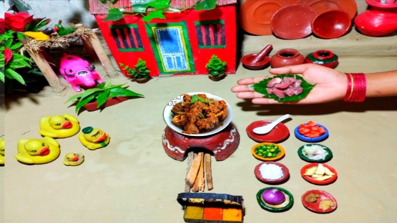 Miniature cooking Bengali lump curry recipe 🍅 real village style tiny food food 🥑 Rupa cooking