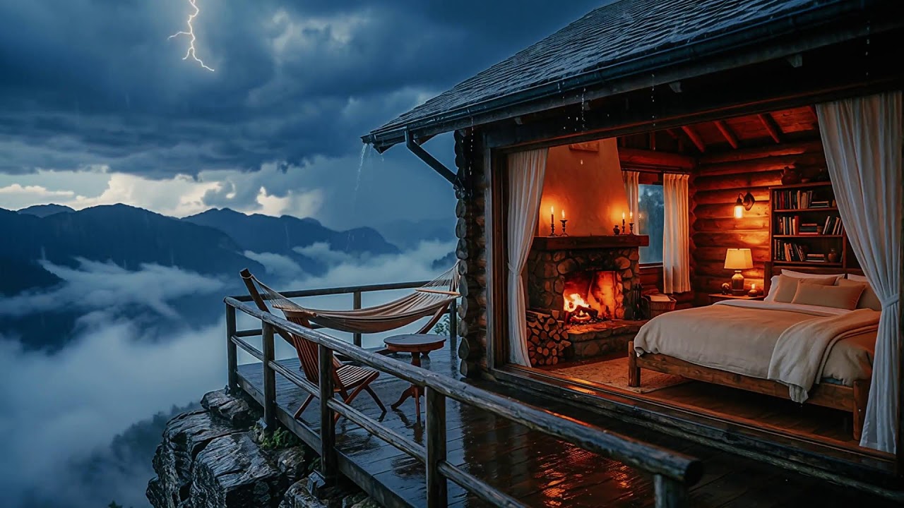 Ultimate   Rain & Fire on the Cliff for Deep Sleep, Study & Relaxation   (No Ads) 4K UHD