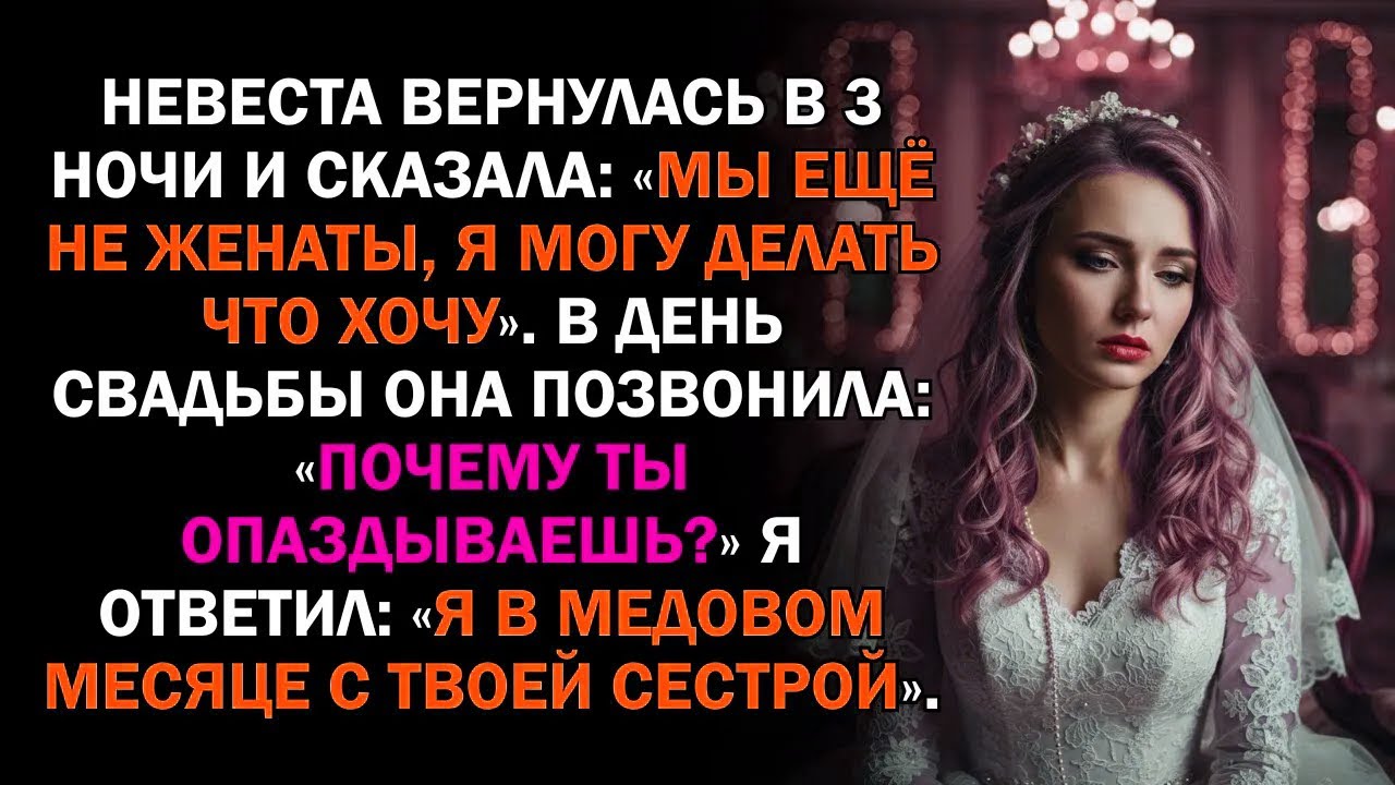 Невеста вернулась в 3 ночи и сказала: «Мы ещё не женаты, я могу делать что хочу». В день свадьбы...