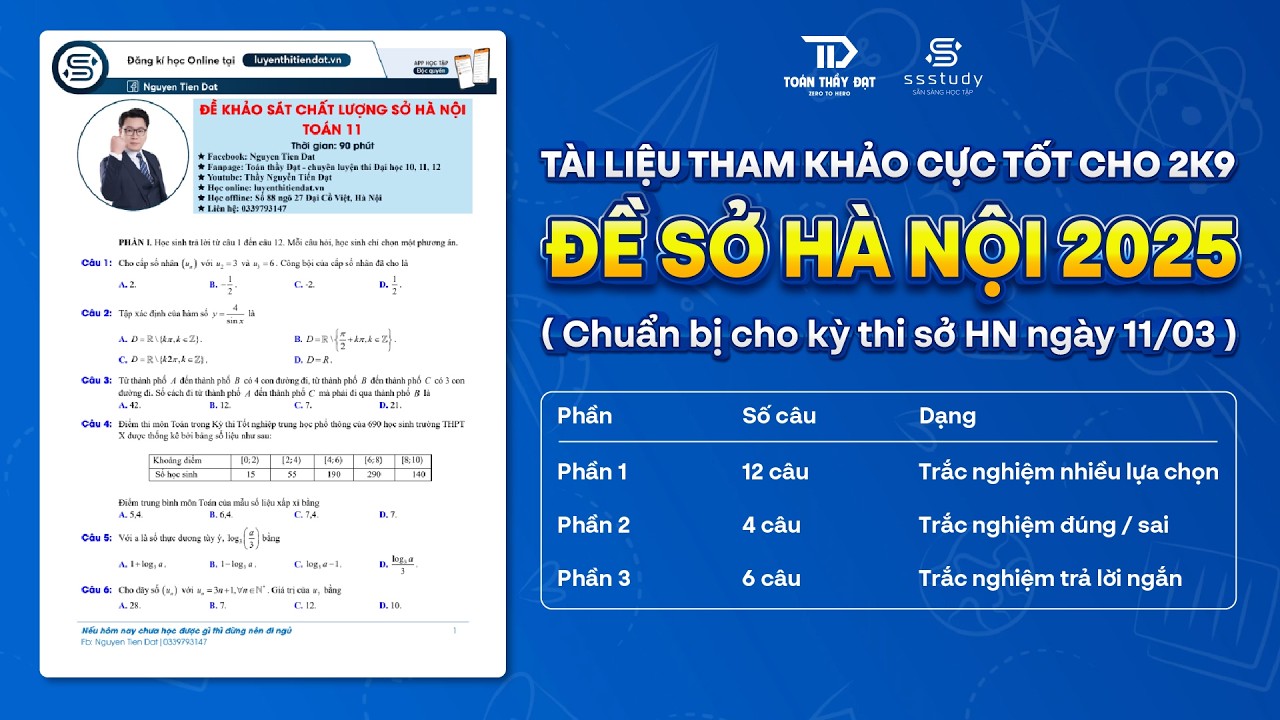 TOÁN 11 l Đề Sở Hà Nội 2025 Của Lớp 11 -Tài Liệu Tham Khảo Cực Tốt Cho 2k9 l Thầy Nguyễn Tiến Đạt