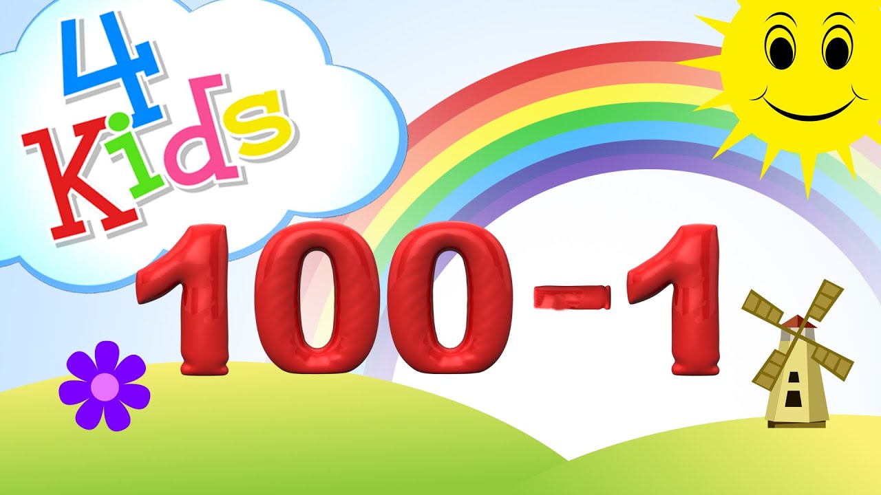 Zahlen lernen für Kinder von einhundert bis eins! Zählen von 100-1 Rückwärts (deutsch)