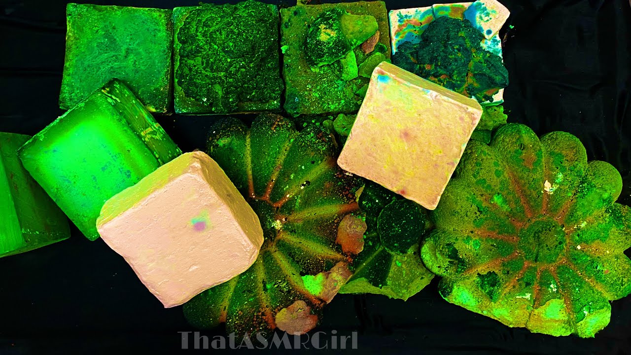 Yummy Green fresh dyed Blocks globs and plain white reforms💕✨. // ASMR | Dusty | crispy | Gymchalk.