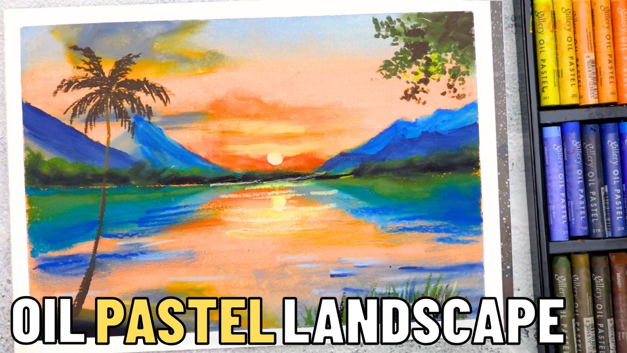 Relaxing Landscape Scenery Painting For Beginners In Oil Pastel - Ashutosh Art Studio
