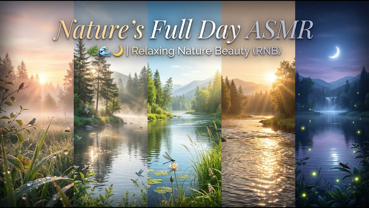 Nature’s Full Day ASMR 🌿🌊🌙 | Relaxing Nature Beauty (RNB)