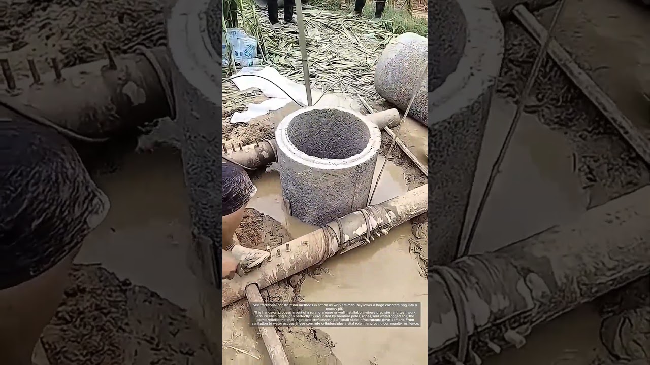 Installing Concrete Rings – Traditional Drainage System Construction!