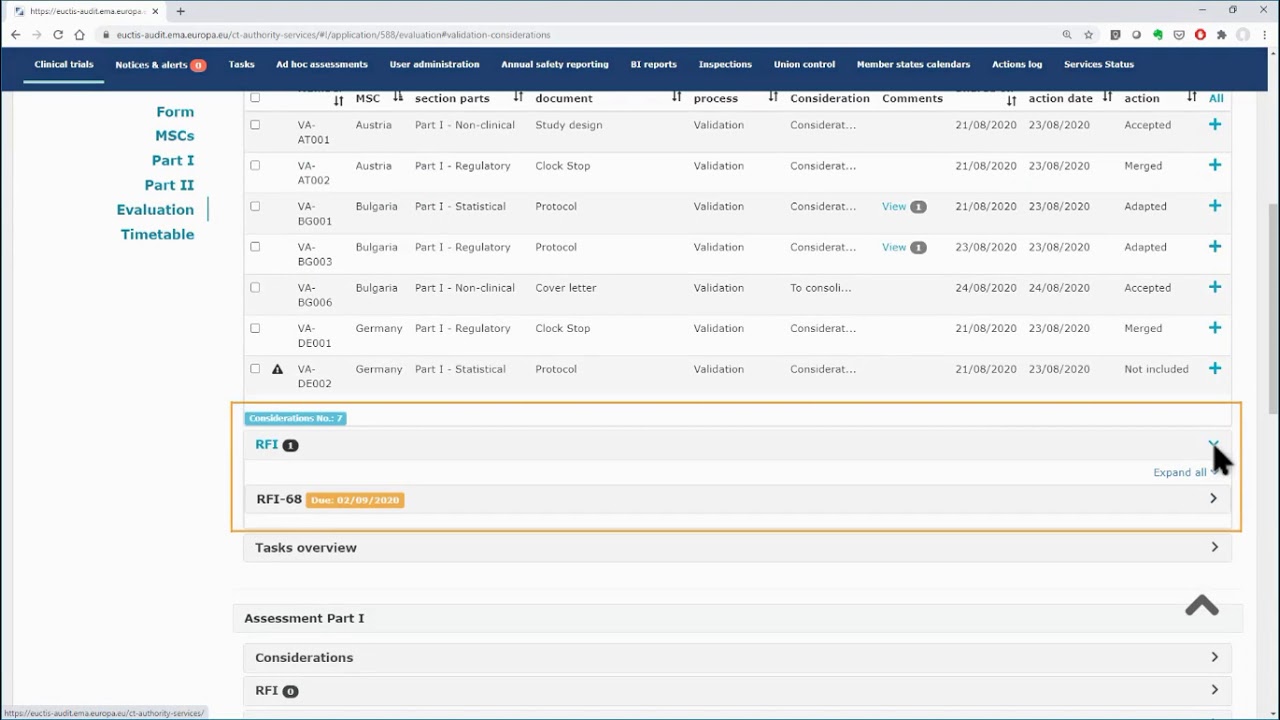 CTIS - M06 How to access an initial CTA in CTIS – Validation - RFI and issue validation decision