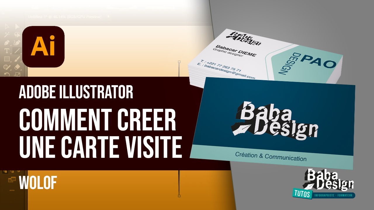 ADOBE ILLUSTRATOR : COMMENT CREER UNE CARTE VISITE -  WOLOF