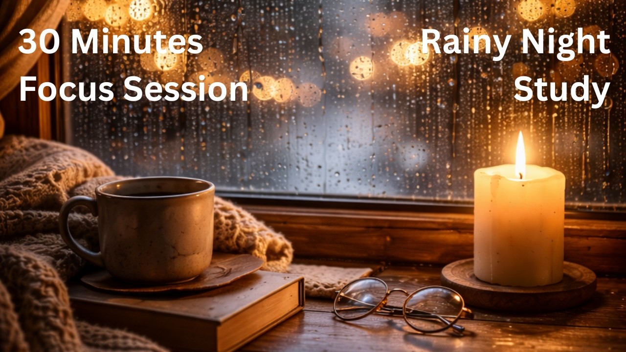 30 Min Rainy Night Study Ambience 🌧️🎹 | No Distractions, Pure Focus