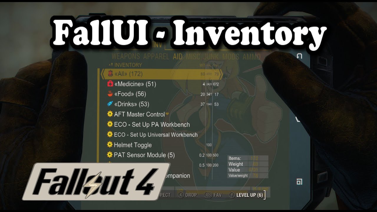 FallUI Inventory &mdash; сортировщик предметов и красочные иконки