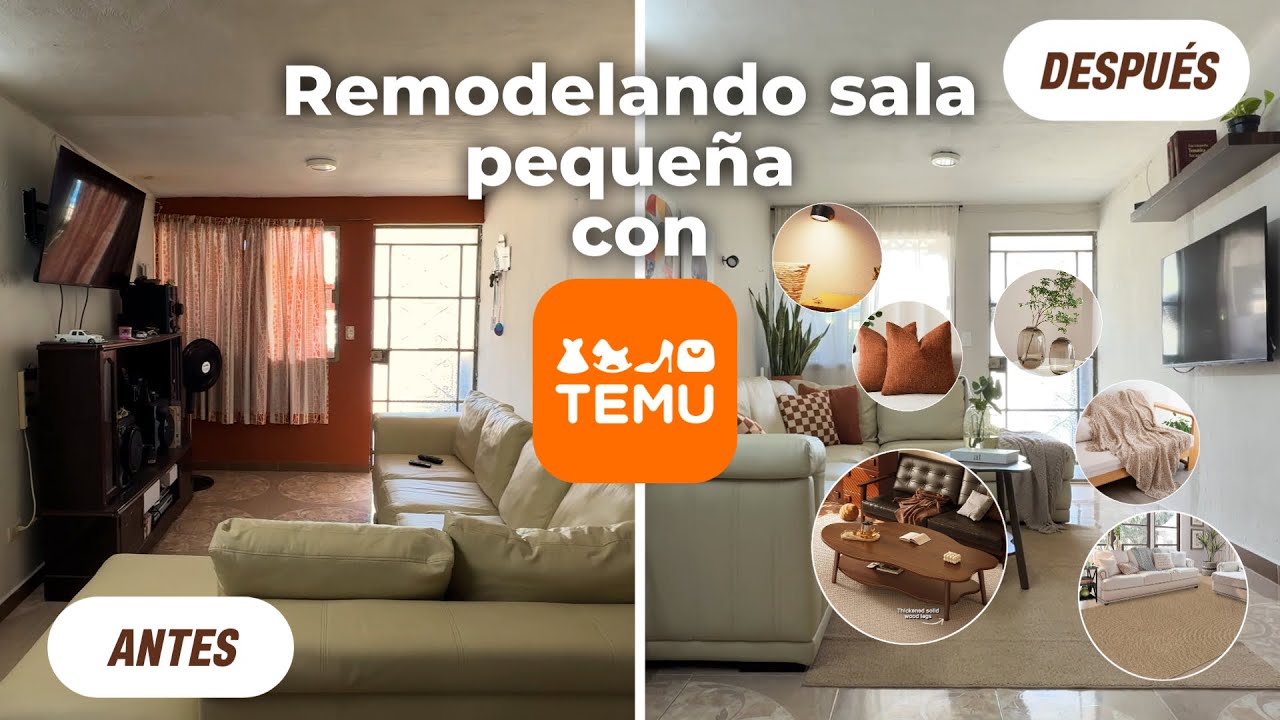 ✅ ¡Remodelé la SALA PEQUEÑA de mi mamá con productos de TEMU y el resultado le ENCANTÓ! + REACCIÓN 😱